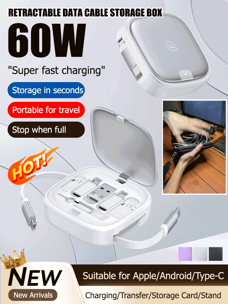 retractable data cable multifunctional storage box