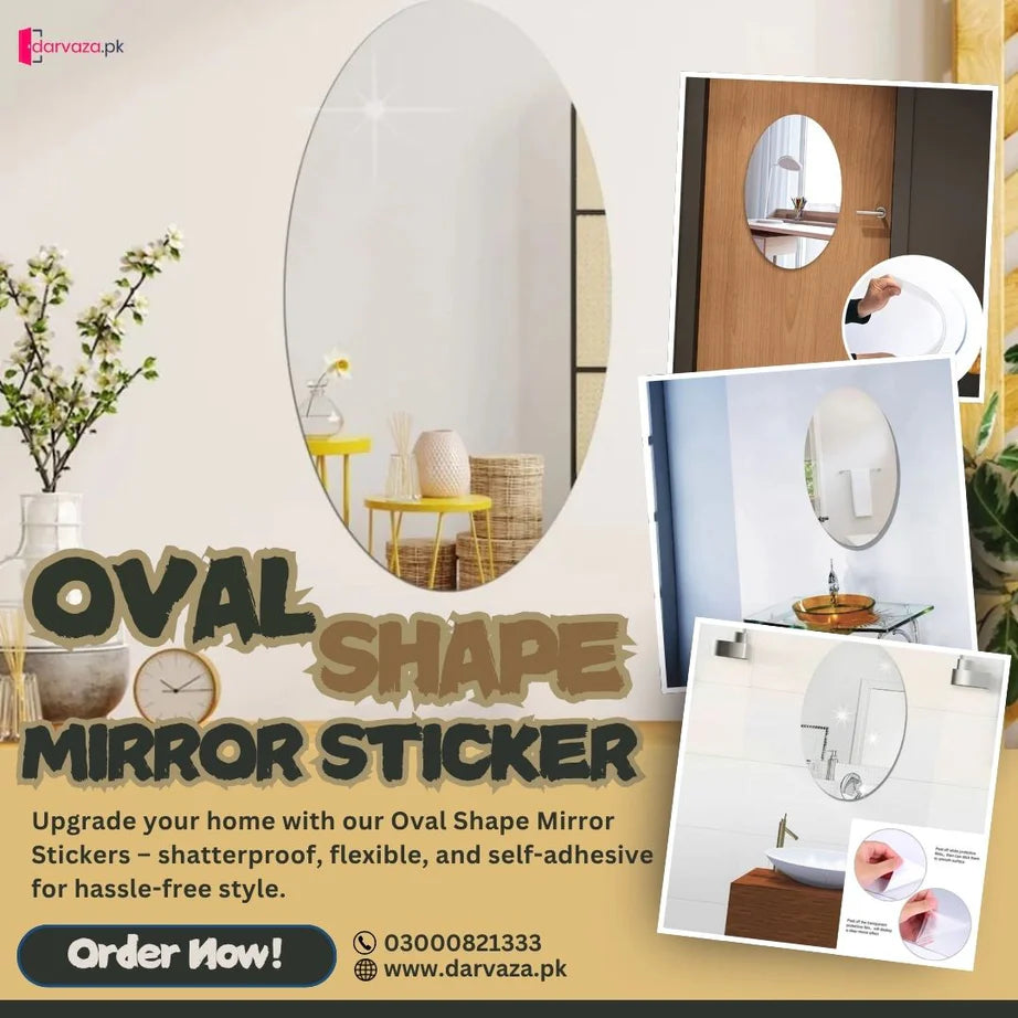 FlexibleSelf Adhesive Oval Shape Mirror Sticker