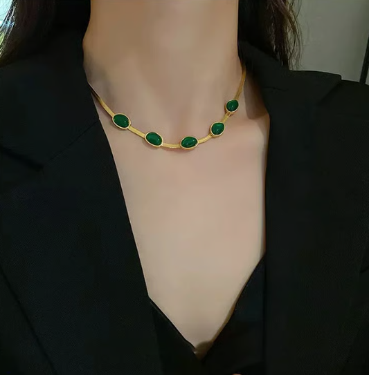 Emerald necklace earrings bracelet