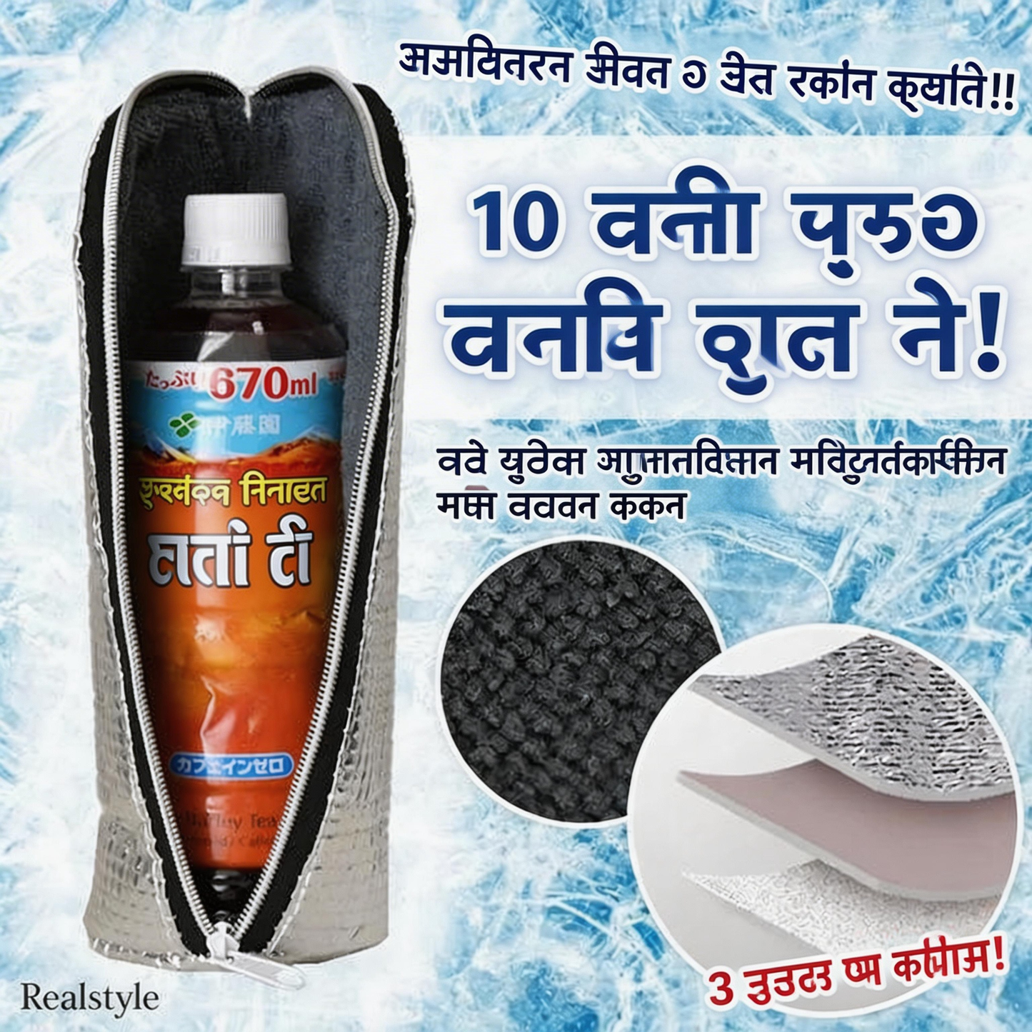 Insulated PET bottle cover (keeps cold/warm)