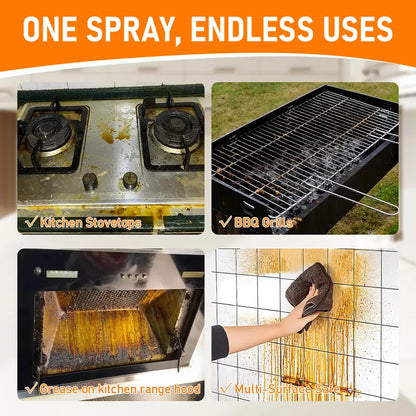 Heavy Duty Degreaser – Powerful Kitchen Degreaser Spray, Grease Remover for Stove, Oven, Range Hood & Grill – Removes Tough Oil, Burnt Grease & Stains Fast – No Residue, Non-Toxic Enzyme Cleaner