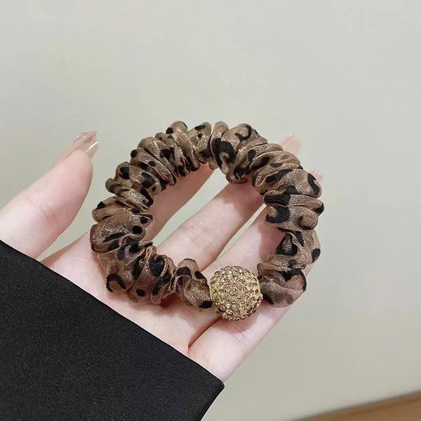 5Pcs Set Elegant Rhinestone Mesh Hair Ties