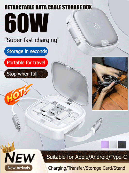 retractable data cable multifunctional storage box