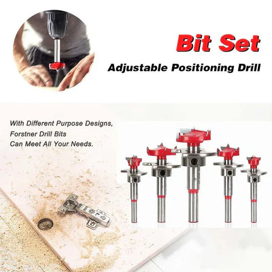 Wood positioning drill bit set