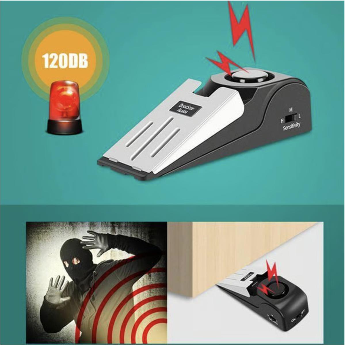 Portable Wireless Alarm Door Stopper