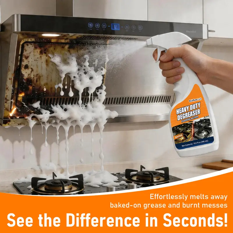 Heavy Duty Degreaser – Powerful Kitchen Degreaser Spray, Grease Remover for Stove, Oven, Range Hood & Grill – Removes Tough Oil, Burnt Grease & Stains Fast – No Residue, Non-Toxic Enzyme Cleaner
