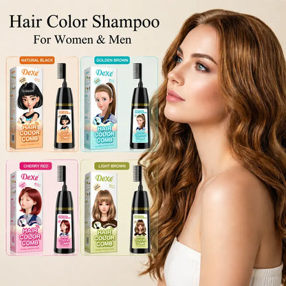 Home Use Integrated Comb Hair Dye Cream – Plant Essence Formula Long-Lasting Fade-Resistant Color