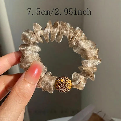 5Pcs Set Elegant Rhinestone Mesh Hair Ties