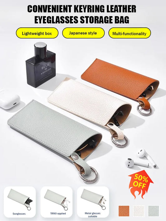 Convenient Key Ring Leather Eyeglasses Organizer
