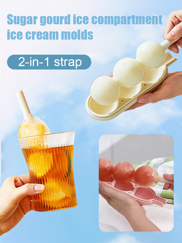 2 in 1 Candied Haws Ice Cube Ice Cream Mold with Straw