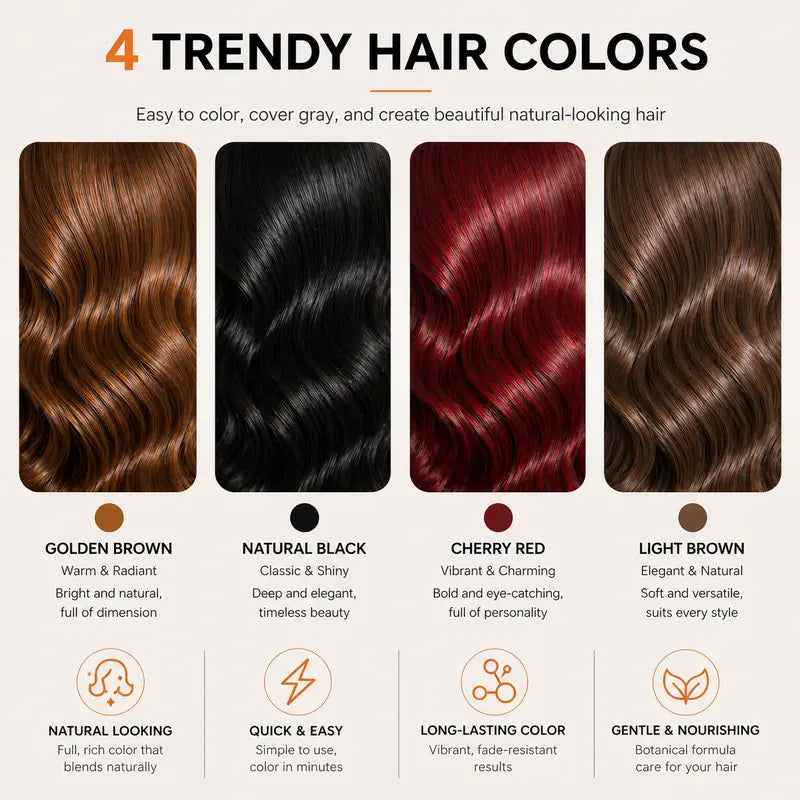 Home Use Integrated Comb Hair Dye Cream – Plant Essence Formula Long-Lasting Fade-Resistant Color