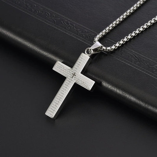 ✝️Lord's Prayer Scibble Cross Necklace