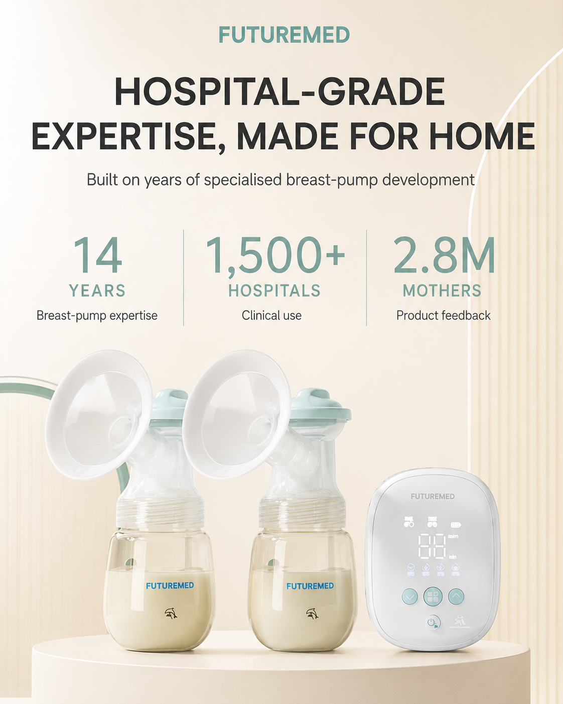 FUTUREMED Double Electric Breast Pump – 4 Smart Modes
