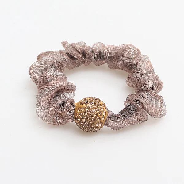 5Pcs Set Elegant Rhinestone Mesh Hair Ties