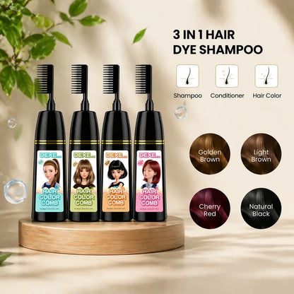 Home Use Integrated Comb Hair Dye Cream – Plant Essence Formula Long-Lasting Fade-Resistant Color