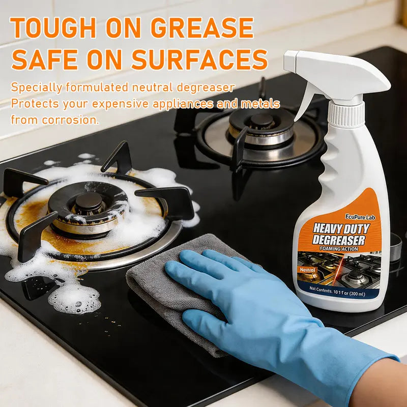 Heavy Duty Degreaser – Powerful Kitchen Degreaser Spray, Grease Remover for Stove, Oven, Range Hood & Grill – Removes Tough Oil, Burnt Grease & Stains Fast – No Residue, Non-Toxic Enzyme Cleaner