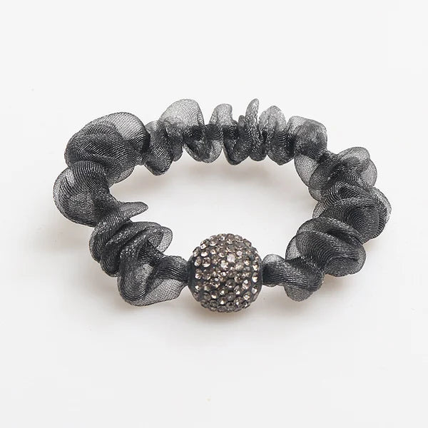5Pcs Set Elegant Rhinestone Mesh Hair Ties