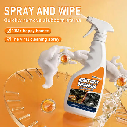 Heavy Duty Degreaser – Powerful Kitchen Degreaser Spray, Grease Remover for Stove, Oven, Range Hood & Grill – Removes Tough Oil, Burnt Grease & Stains Fast – No Residue, Non-Toxic Enzyme Cleaner