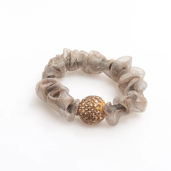 5Pcs Set Elegant Rhinestone Mesh Hair Ties