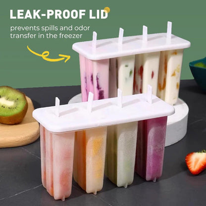 4-Cavity Popsicle Mold with Lid and Sticks