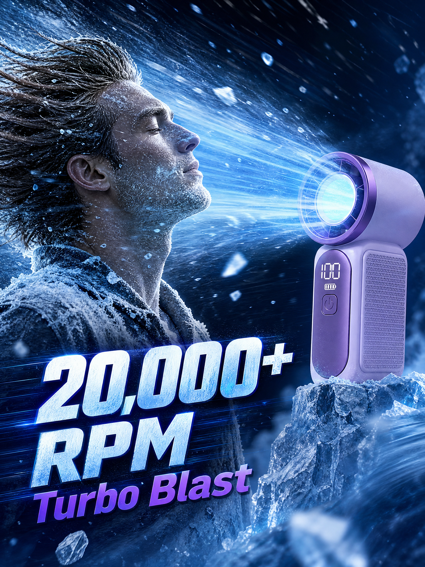 Mini Handheld Fan with LED Display – 100-Speed Turbo Pocket Fan with 18-Hour Ultra-Long Battery Life
